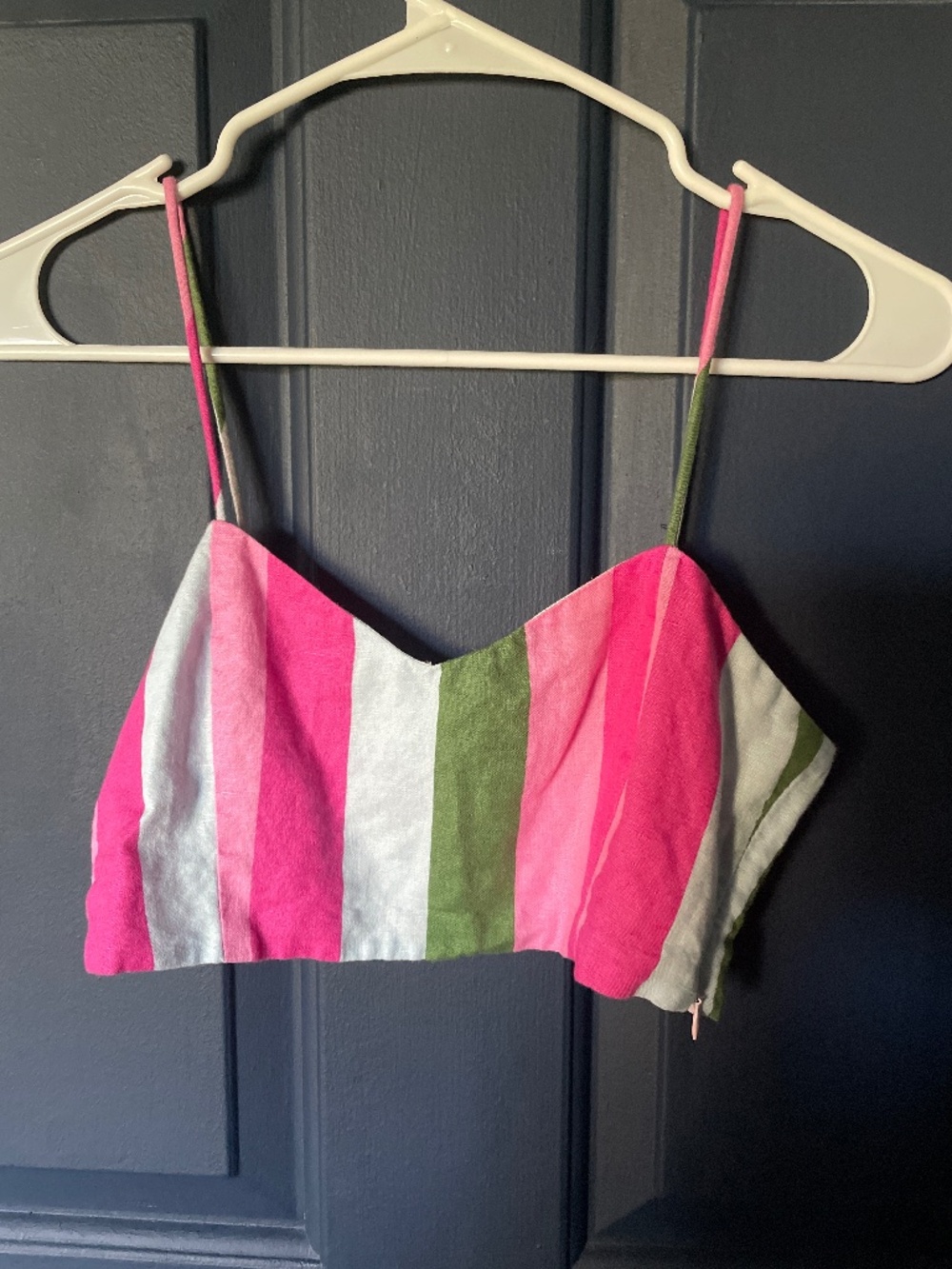 Zara Cropped Stripped Top in Women’s Small Blue Green Pink